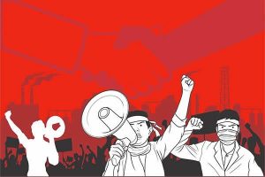 ilustrasi: Demo mahasiswa di Bundaran HI.